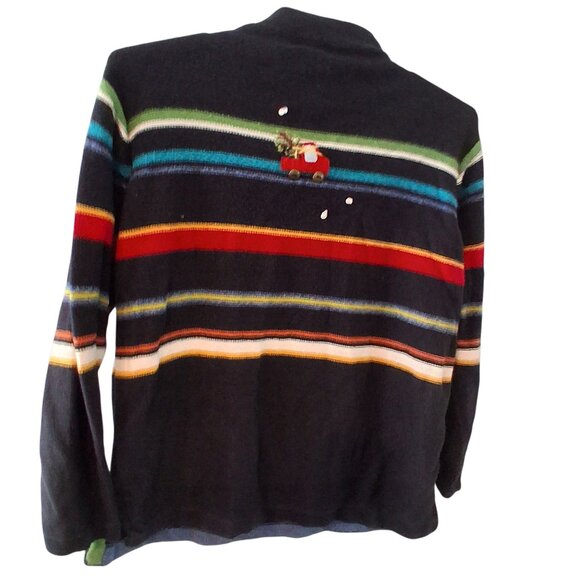 Susan Bristol sweater womens XL Christmas trees red trucks hand embroidered - Picture 4 of 6